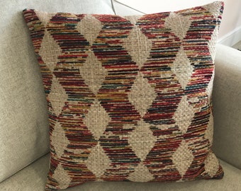 Multicolor Woven Throw Pillow, Boho Accent, 18 inch