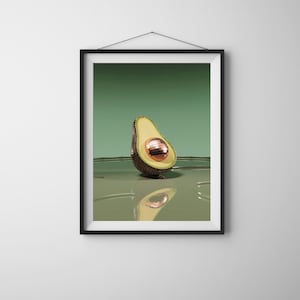 Avocado Disco Wall Art, Funky Fruit Digital Print, Retro Kitchen Art Download, Funny Green Poster, Modern Boho Printable Wall Decor