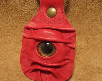 Grichels leather keychain - red with gold fish eye