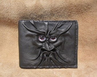 Grichels leather bi-fold wallet - black with lavender purple nova eyes