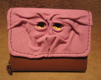 Grichels leather ladies wallet - bubblegum pink with walnut brown nova eyes