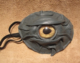 Grichels leather eyepatch - teal green with gold fish eye