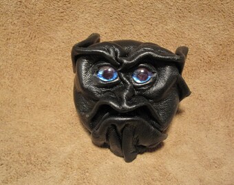 Grichel leather magnet - black with blue watercolor eyes