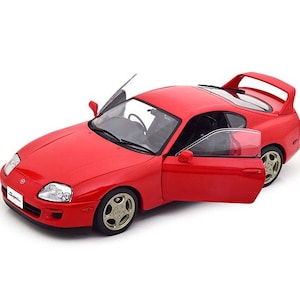 Toyota Supra MK4 Model 1:18 by Solido Red Diecast Car Collectible 1993–2002 JDM Legend with Opening Doors & Steering Wheels