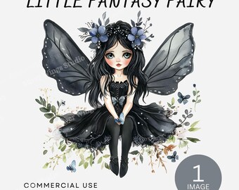 Fantasy Fairy Clipart; Little Gothic Fairy Image PNG (Digital Download)