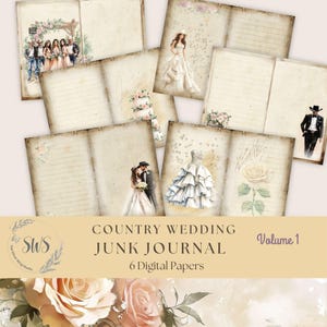 Land Hochzeit Junk Journal Seiten, Hochzeit Junk Journal Papier, Western Journaling, Scrapbook Papier, Digital Download, Hochzeitspapier, 11x8.5