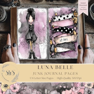 Gothic Girl Junk Journal Pages: Whimsical Goth Journal Paper (Digital Download)