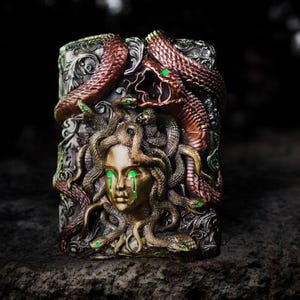 Zippo Authentic Medusa Luminous Tears Lighter I Heavy Armor Windproof Kerosene Lighter I Unique Collectible Gift for Him Limited Edition