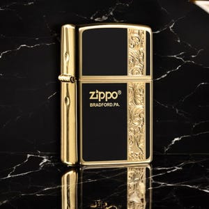 Gold and Black ZIPPO Lighter | Luxury ZIPPO Gift | Unique Design | Windproof & Refillable | Collector’s Edition | Comes in Original Box