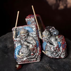 Warrior Monkey King Lighter | Zippo Sun Wukong Firestarter | Windproof Metal Flame | Kerosene Collectible Gift for Men | Refillable Lighter