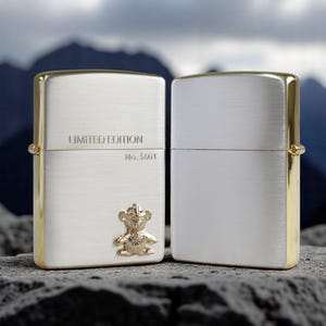Japanese Style Bear Lighter | Zippo Golde Windproof Brushed Finish | Limited Edition Kerosene | Collectible Metal Lighter for Men