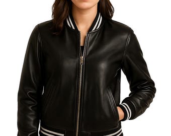 Faux Leather Bomber Jacket: Women's Varsity Style Streetwear