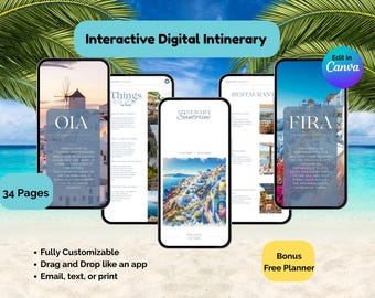 Travel Smarter: Editable Digital Travel Itinerary Template| Vacation Schedule Holiday Travel Organizer |Printable Traveling Tour Guide