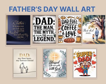 Father’s Day Printable Wall Art Bundle 6 Unique Designs Dad Keepsake Gifts For Him Digital Download