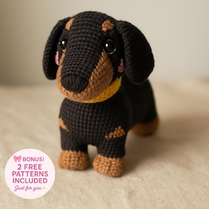 Dachshund crochet pattern, stuffed dog, dog toy, plush pattern, amigurumi animals, ENGLISH PDF, DIY tutorial
