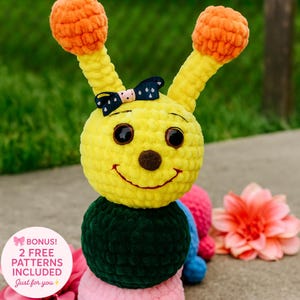 Crochet caterpillar pattern, Amigurumi caterpillar pattern, stuffed caterpillar plushie