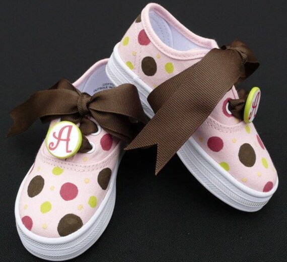 Cream And Teal Polka Dot Canvas Shoes