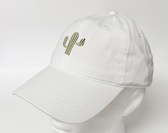 Cactus Design Embroidered Washed Cotton Hat