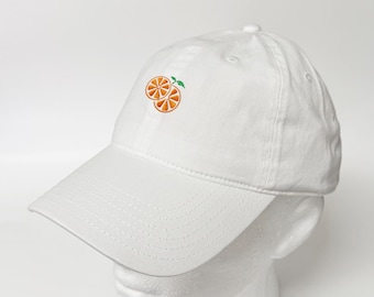 Orange Slices Design Embroidered Washed Cotton Hat