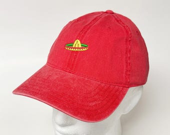 Sombrero Design Embroidered Washed Cotton Hat Mexico