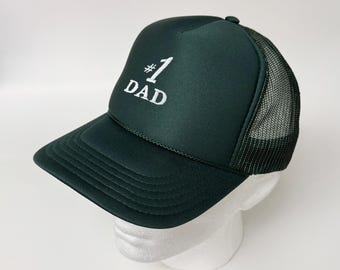 Number 1 Dad Foam Front Mesh Back Trucker Hat Father's Day Cap