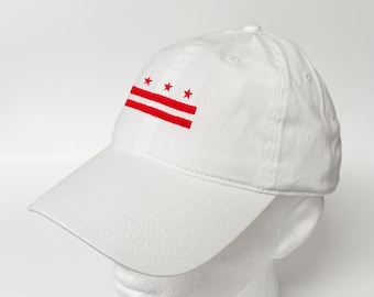 Washington D.C. Flag Design with Map Outline Embroidered Washed Cotton Hat