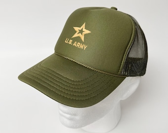 US Army Design Foam Front Mesh Back Trucker Hat Military Cap