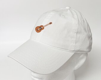 Guitar Design Embroidered Washed Cotton Hat Music