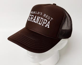 World's Best Grandpa Embroidered Foam Front Mesh Back Trucker Hat Father's Day Cap