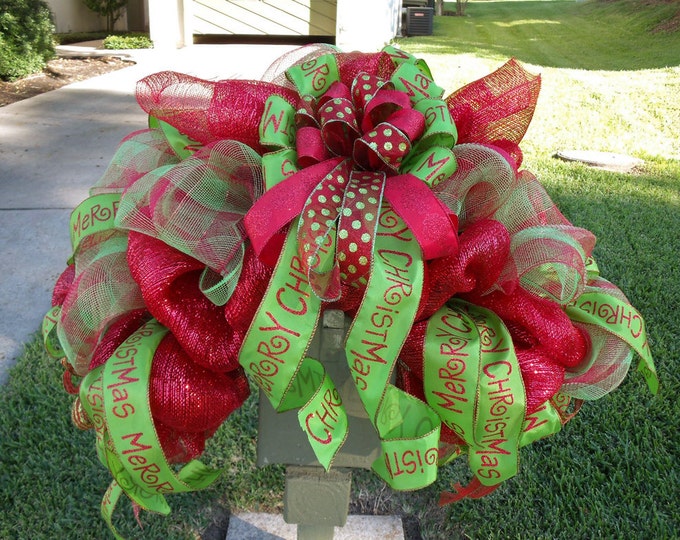 Deco Mesh Mailbox Swag Deco Mesh Christmas Mailbox Etsy