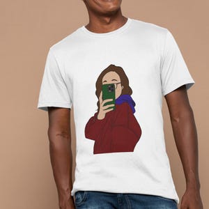 Cute Girl Shirt (front only), Artsy Girl Shirt, Gifts for Her, Casual Shirt, Leather Jacket, Cartoon Girl, Artsy, Everyday Shirt, Cute Shirt