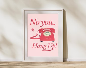 Retro Phone Art Print: Funny Vintage Red Rotary Phone (Digital Download)