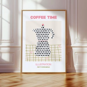 Illustration Kunstdruck-Espressokanne Kaffee minimalistisch I Hygge Skandinavisches Design I Ästhetische Wandkunst I Küche Poster IPolkadots