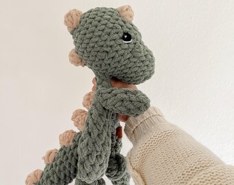 Crochet Dinosaur Snuggler: Custom Dino Lovey, Baby Shower Gift