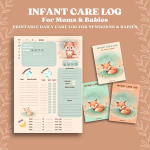 Registro di cura del neonato stampabile / Rapporto giornaliero sul bambino, Modello di programma per neonati, Monitoraggio dei farmaci, Programma per bambini piccoli per babysitter, Scheda madre