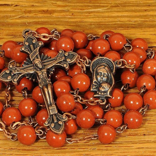Catholic Rosary Beads Picasso Red Creek Jasper Natural Stone - Etsy
