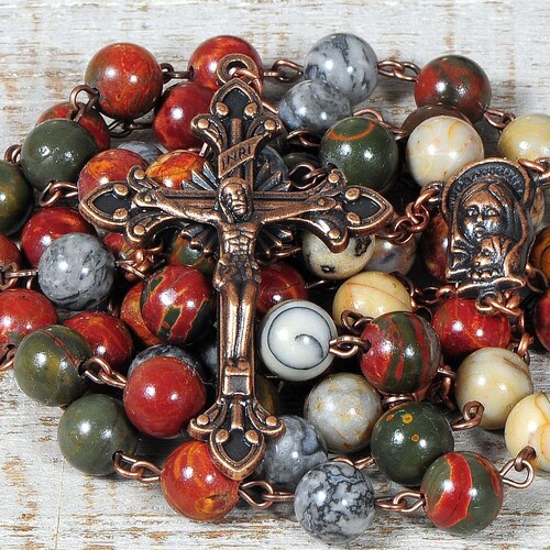 Catholic Rosary Beads Rustic Birdseye Rhyolite Natural Stone - Etsy