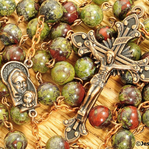 Catholic Rosary Beads Rustic Red Brown Green Dragon Blood - Etsy