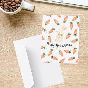 Easter Bunny Carrot Digital Card, Cute Happy Easter Printable, Instant Download