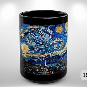 Home Decor Black Cup Series Celestial Starry Night Tea Cup Night Sky Lover Stained Glass Astral Astrology Witchy Mystical Stargazers
