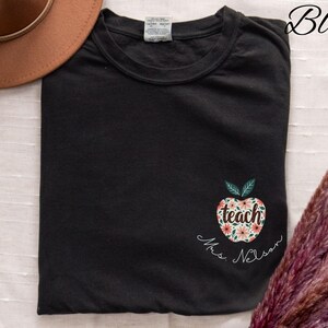 Custom Comfort Colors Teacher Shirt Teacher Shirts Kindergarten Teacher Shirt Custom Teacher Tee Back to School Shirt Teacher Name Shirt
