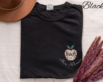 Camiseta de maestro con colores cómodos personalizados, camisetas para maestros, camiseta para maestro de jardín de infantes, camiseta personalizada para maestro, camiseta de regreso a clases, camiseta con nombre de maestro