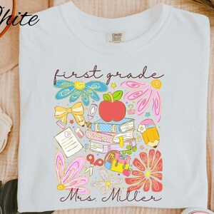 Custom Comfort Colors Teacher Shirt Teacher Shirts Kindergarten Teacher Shirt Custom Teacher Tee Back to School Shirt Teacher Name Shirt