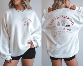 French Cafe Shirt, In My Boba Era, Bubble Tea Graphic, Trendy Sweatshirt, Boba Tea Lover, Gift for her, Christmas Gift Idea, Drinking Gift