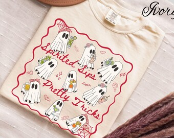 Comfort Kleuren Coquette Halloween-shirt Summerween Ghost Tee Spooky Ghost Tee Halloween-shirt Uniek Hallower-shirt Leuk Halloweencadeau