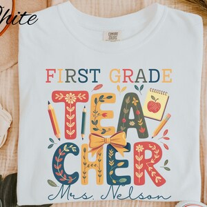 Custom Comfort Colors Teacher Shirt Teacher Shirts Kindergarten Teacher Shirt Custom Teacher Tee Back to School Shirt Retro Floral Shirt