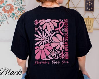 Personaliseer Comfort Kleuren Boho Bloemen Borstkanker Awareness Shirt, A Cure Worth Fighting, Breast Cancer Support Shirt, Pink Ribbon shirt
