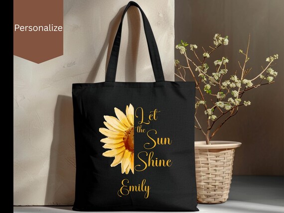 カスタマイズ「Let the Sun Shine」バッグ ひまわり 再利用可能バッグ