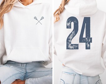 Custom Lacrosse Sweatshirt, Personalized Number Hoodie, Unisex Team Apparel, Lacrosse Gift, Sports Fan Hoodie, Lacrosse Player