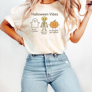 Funny Halloween T-Shirt, Gen Z Ghost Skeleton Pumpkin Design, Cute Spooky Graphic for Fall and October Vibes